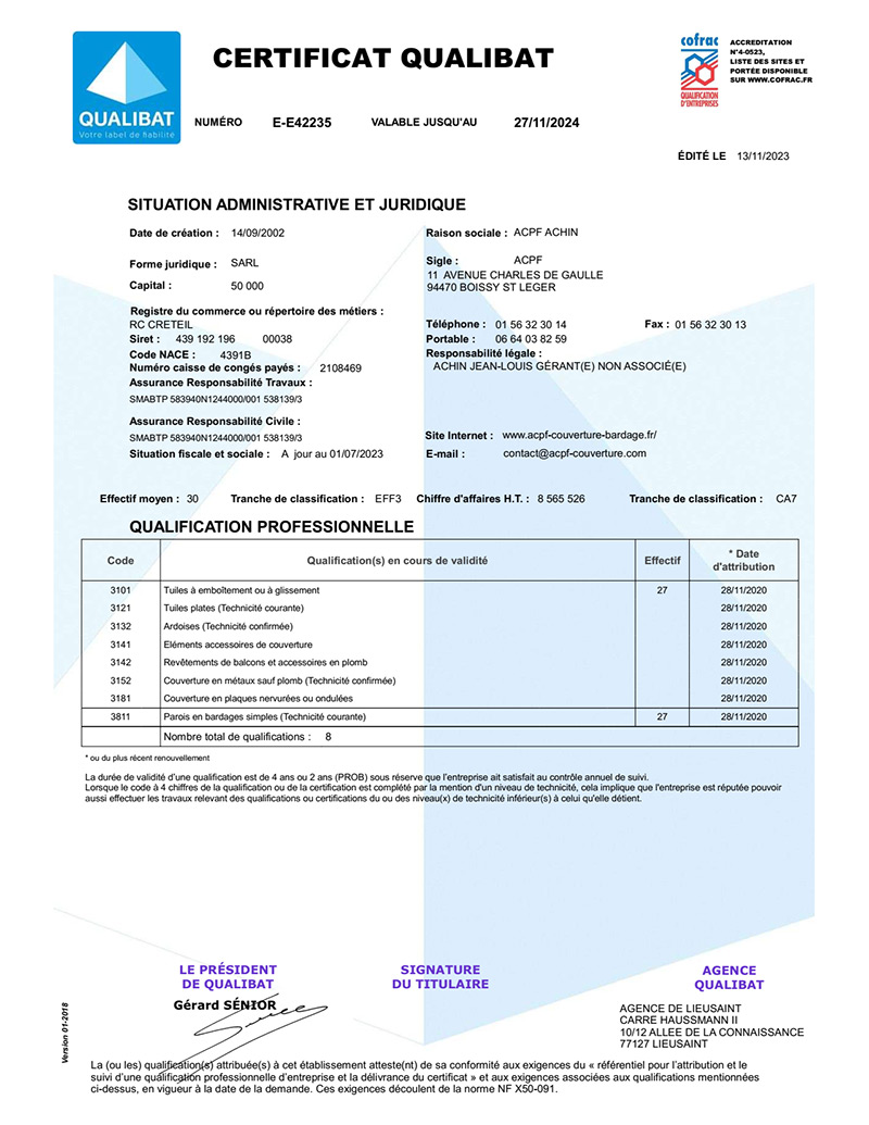Certificat Qualibat
